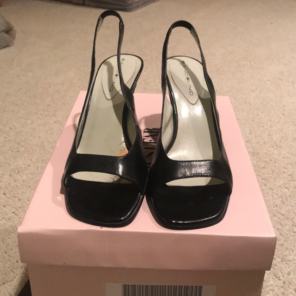Black sling back heels